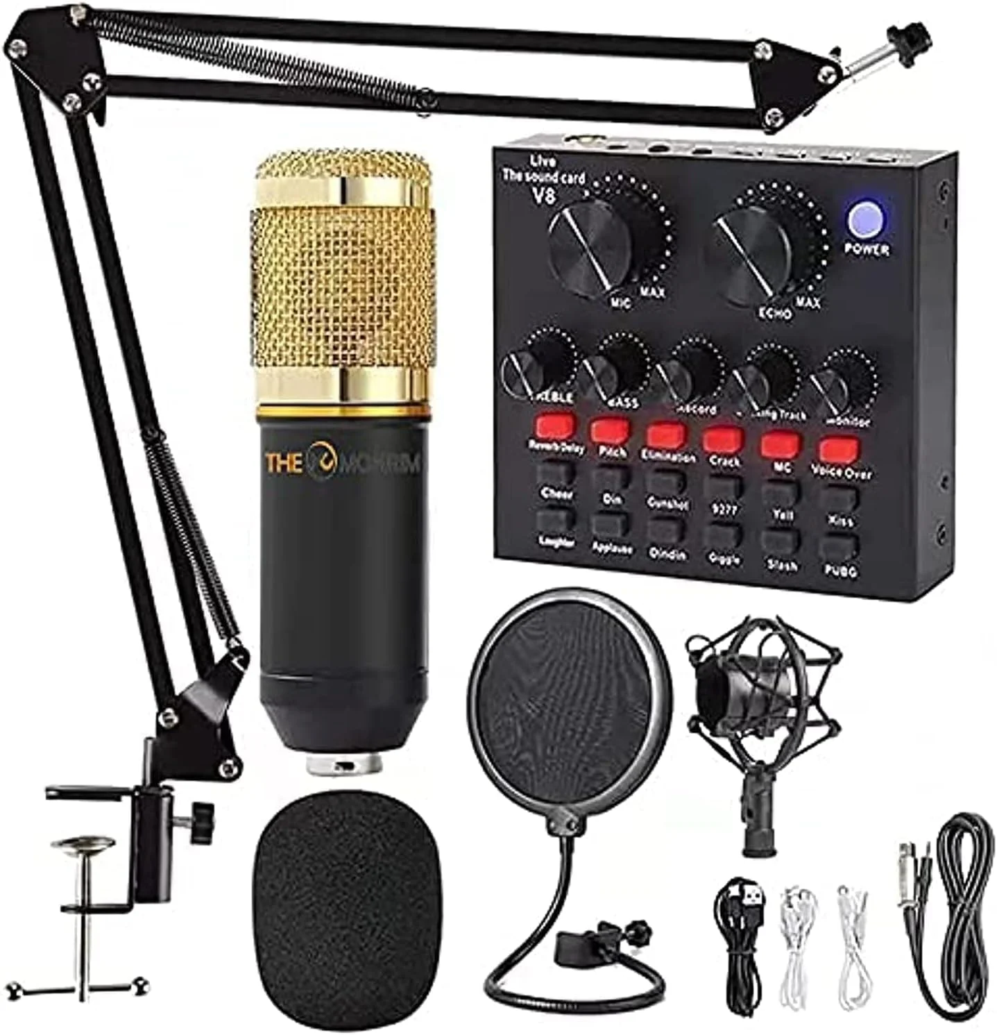 مجموعه میکروفون کاندنسر BM-800 به همراه کارت صدای زنده، بازوی قیچی نگهدارنده میکروفون قابل تنظیم، لرزه گیر فلزی و پاپ فیلتر دولایه برای ضبط استودیویی (طلایی) مجموعه میکروفون کاندنسر BM-800 به همراه کارت صدای زنده، بازوی قیچی نگهدارنده میکروفون قابل تنظیم، لرزه گیر فلزی و پاپ فیلتر دولایه برای ضبط استودیویی (طلایی)