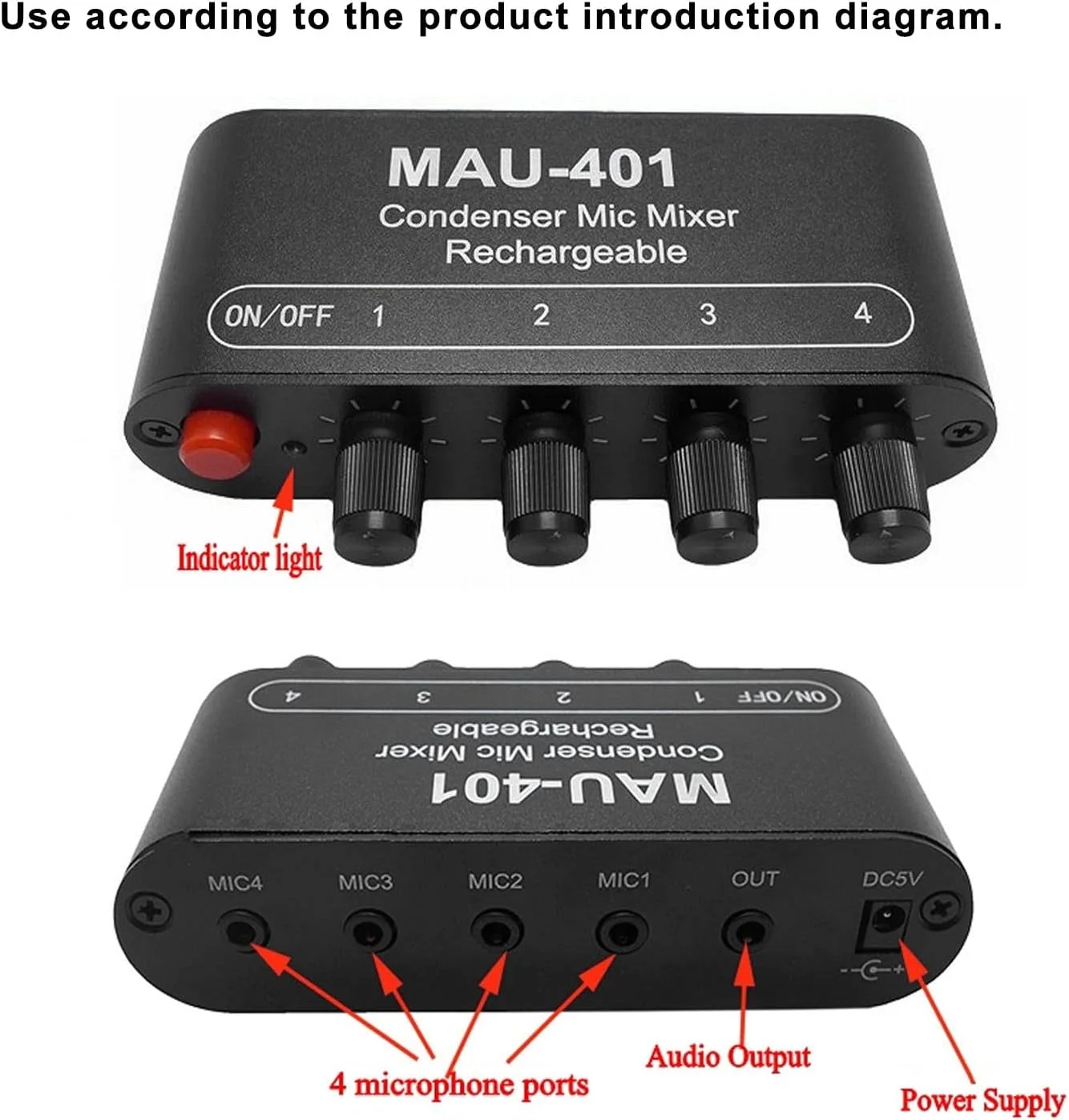 میکسر میکروفون کندانسور 4 ورودی 1 خروجی، سیستم میکس میکروفون مینی آلیاژ آلومینیوم برای کارائوکه خانگی میکسر میکروفون کندانسور 4 ورودی 1 خروجی، سیستم میکس میکروفون مینی آلیاژ آلومینیوم برای کارائوکه خانگی