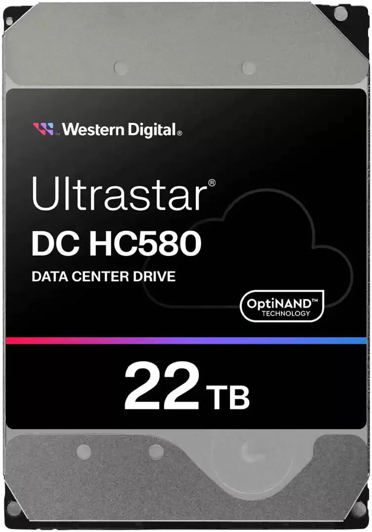هارد دیسک داخلی مرکز داده وسترن دیجیتال Ultrastar DC HC580، ظرفیت 22 ترابایت، فرم فاکتور 3.5 اینچ، رابط SATA، سرعت انتقال تا 291 مگابایت بر ثانیه، 7200 دور در دقیقه، اندازه کش 512 مگابایت، 550 TBW | WUH722422ALE6L4