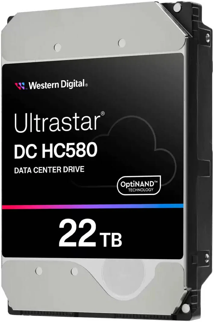 هارد دیسک داخلی مرکز داده وسترن دیجیتال Ultrastar DC HC580، ظرفیت 22 ترابایت، فرم فاکتور 3.5 اینچ، رابط SATA، سرعت انتقال تا 291 مگابایت بر ثانیه، 7200 دور در دقیقه، اندازه کش 512 مگابایت، 550 TBW | WUH722422ALE6L4