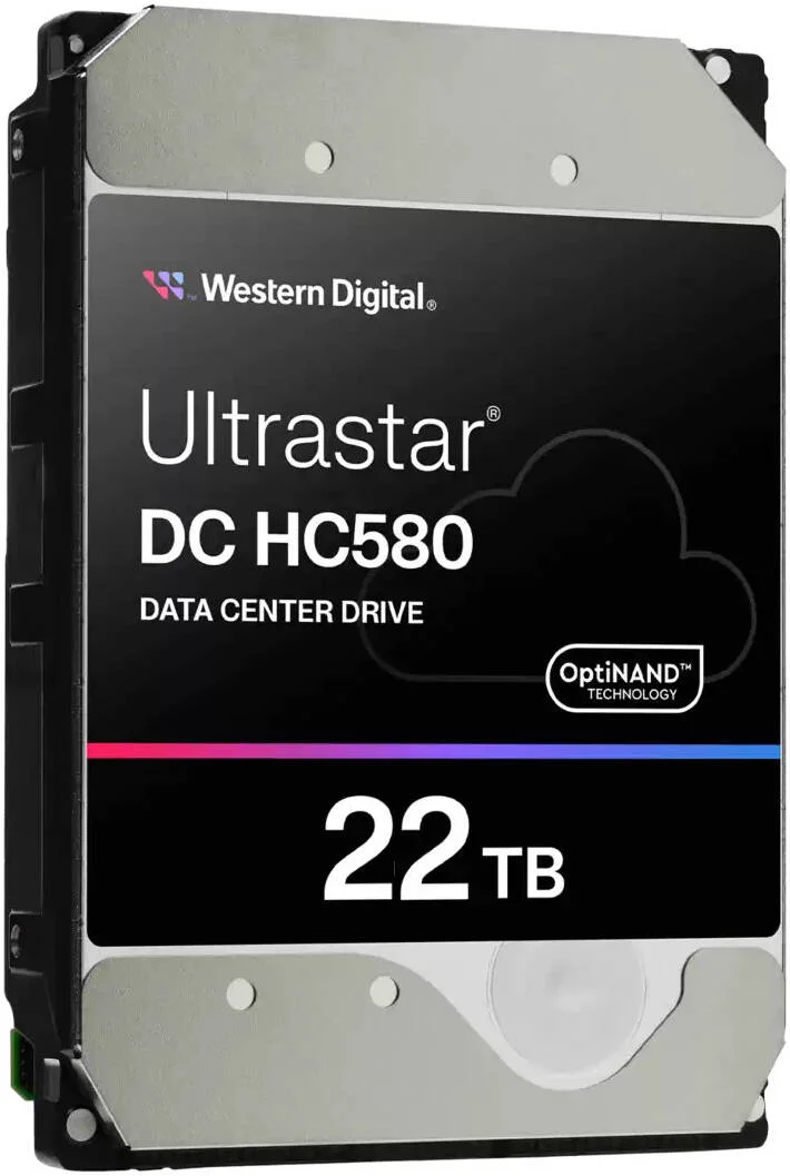 هارد دیسک داخلی مرکز داده وسترن دیجیتال Ultrastar DC HC580، ظرفیت 22 ترابایت، فرم فاکتور 3.5 اینچ، رابط SATA، سرعت انتقال تا 291 مگابایت بر ثانیه، 7200 دور در دقیقه، اندازه کش 512 مگابایت، 550 TBW | WUH722422ALE6L4
