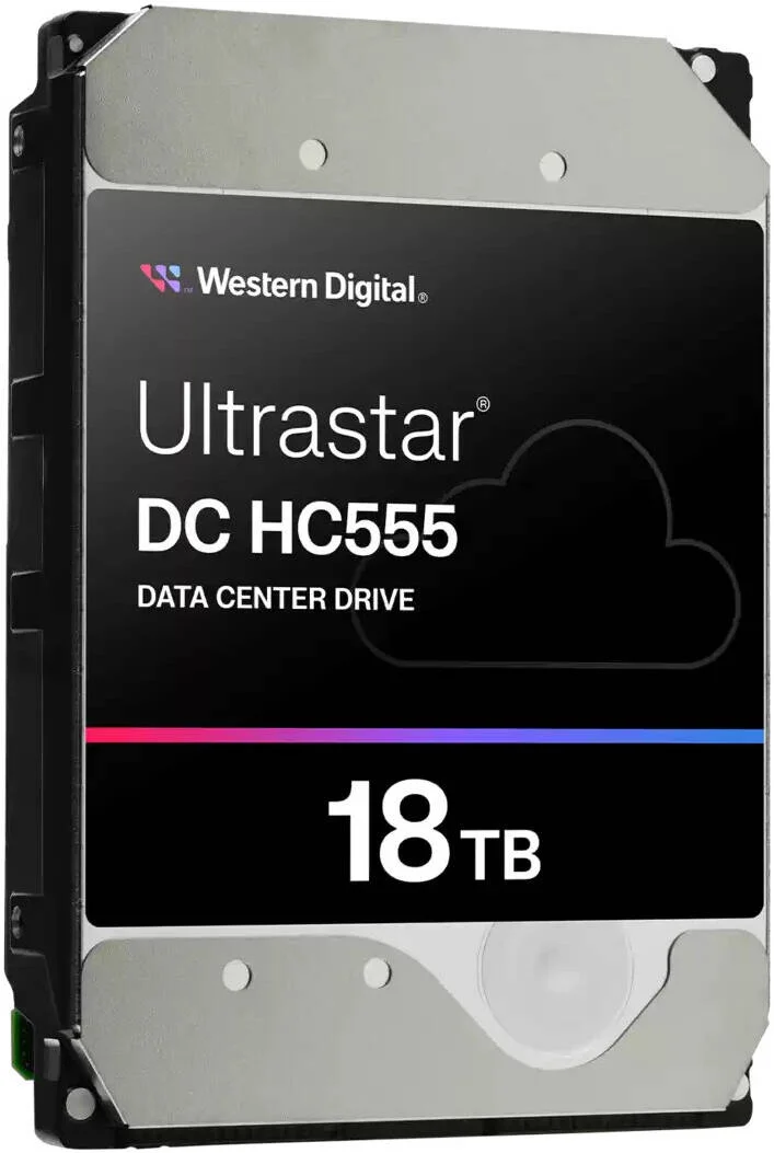 هارد دیسک Western Digital Ultrastar HC555 مناسب مرکز داده، فرم فاکتور 3.5 اینچ، ظرفیت 18 ترابایت، رابط SATA، امنیت SE، سرعت انتقال تا 285 مگابایت بر ثانیه، حافظه کش 512 مگابایت، تکنولوژی ضبط EAMR | 0B48723