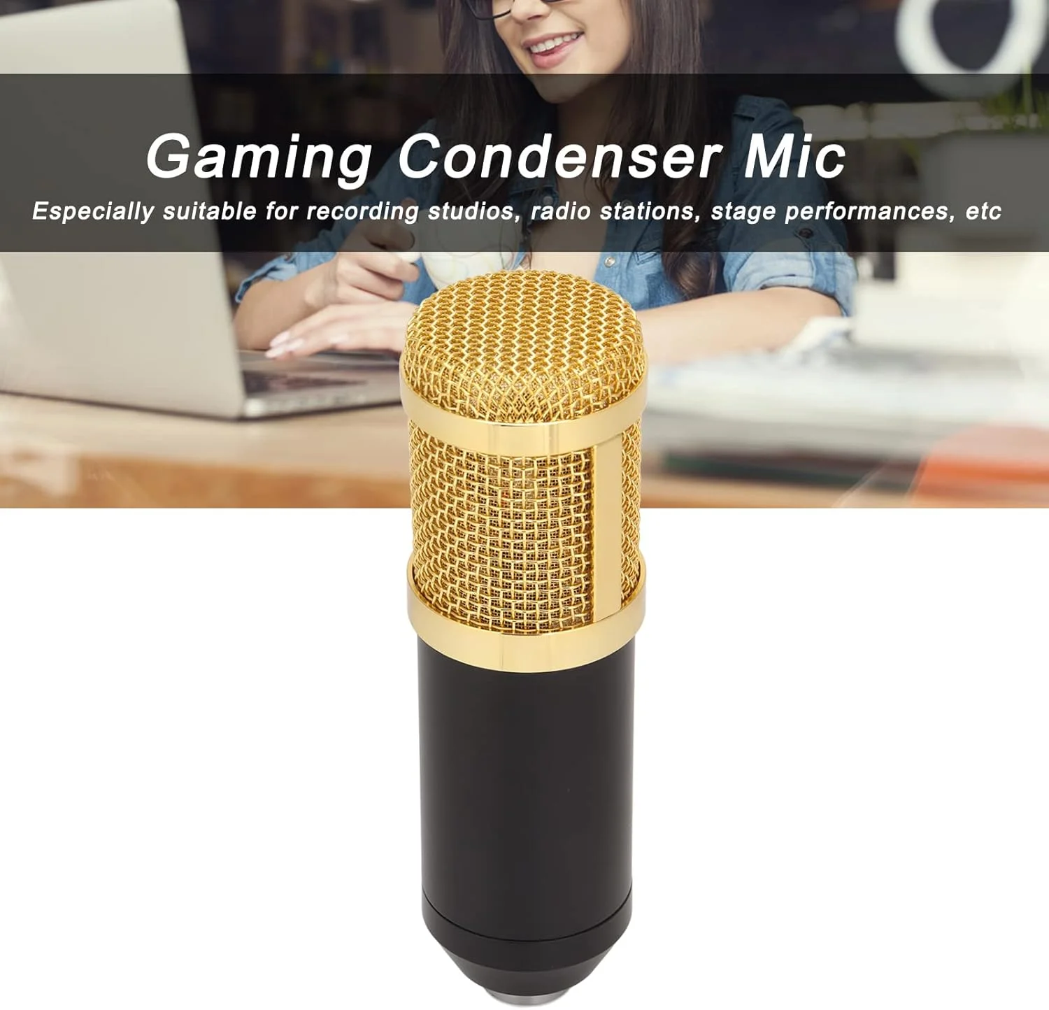 میکروفون کاندنسر گیمینگ BM800، میکروفون ضبط پخش XLR به 3.5 میلیمتری با پایه ضد لرزش، میکروفون استودیویی برای پادکست، استریم، ضبط، بهبود یافته (طلایی مشکی) میکروفون کاندنسر گیمینگ BM800، میکروفون ضبط پخش XLR به 3.5 میلیمتری با پایه ضد لرزش، میکروفون استودیویی برای پادکست، استریم، ضبط، بهبود یافته (طلایی مشکی)