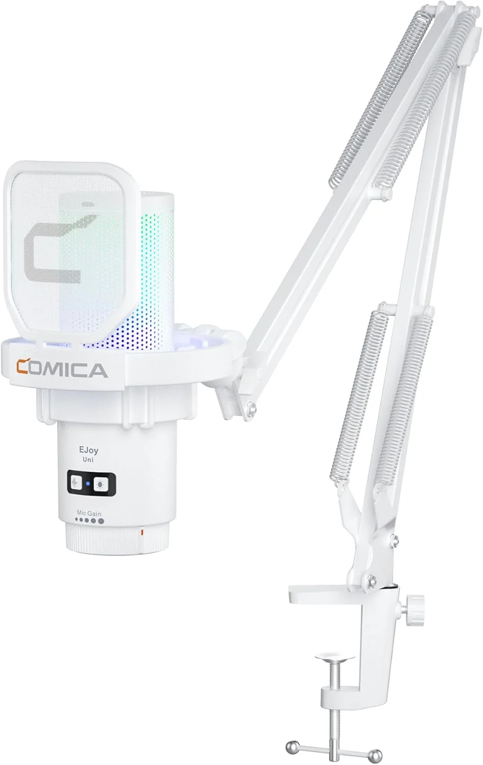 میکروفون USB کاندنسر RGB کمیکا Uni با لرزهگیر مخصوص بازی (سفید) میکروفون USB کاندنسر RGB کمیکا Uni با لرزهگیر مخصوص بازی (سفید)