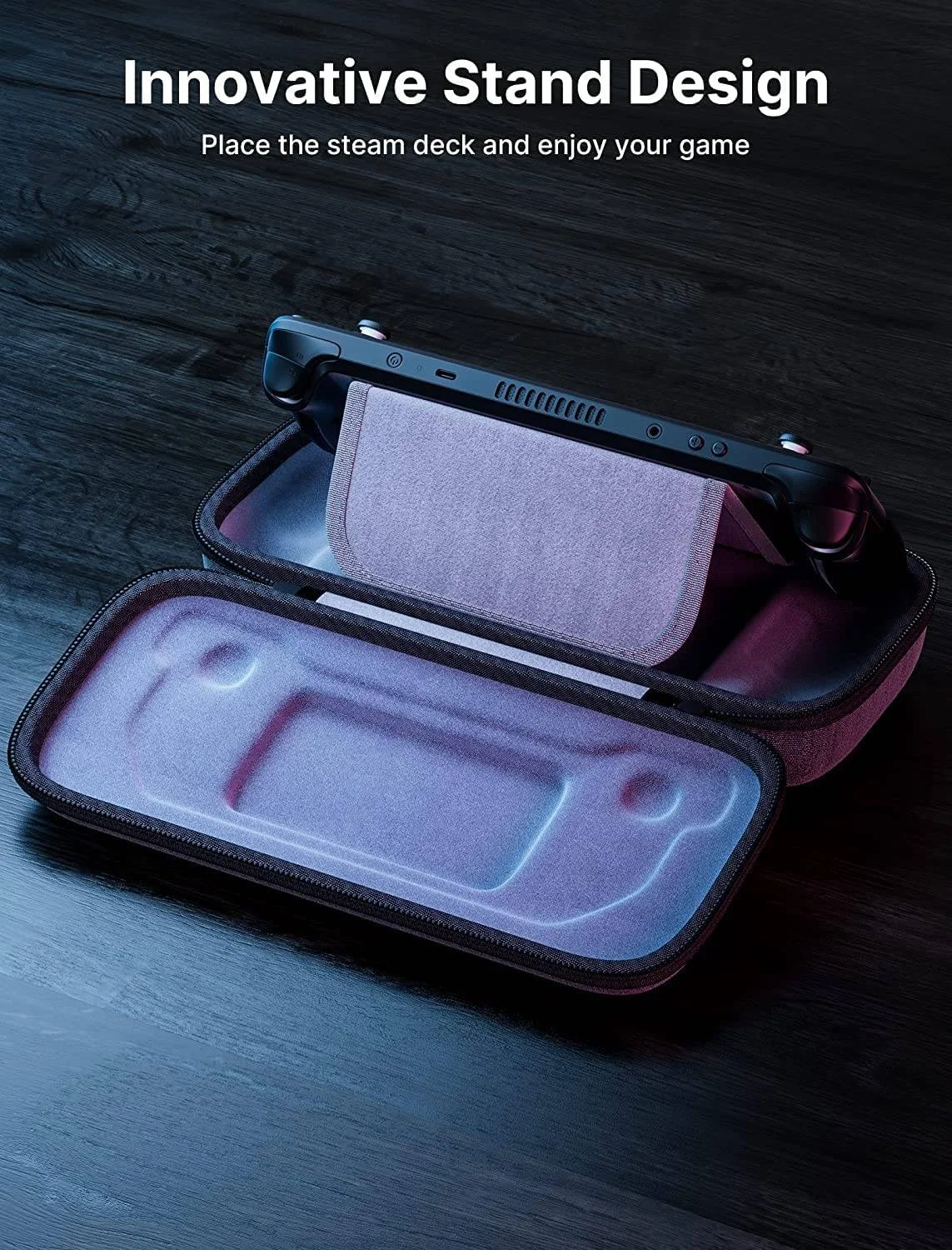 کیف حمل هارد شل، دارای فضای داخلی برای شارژر آداپتور AC، کیف حمل مسافرتی قابل حمل، کیف برای کنسول استیم دک و لوازم جانبی، مشکی | B0BXHQ4N3F