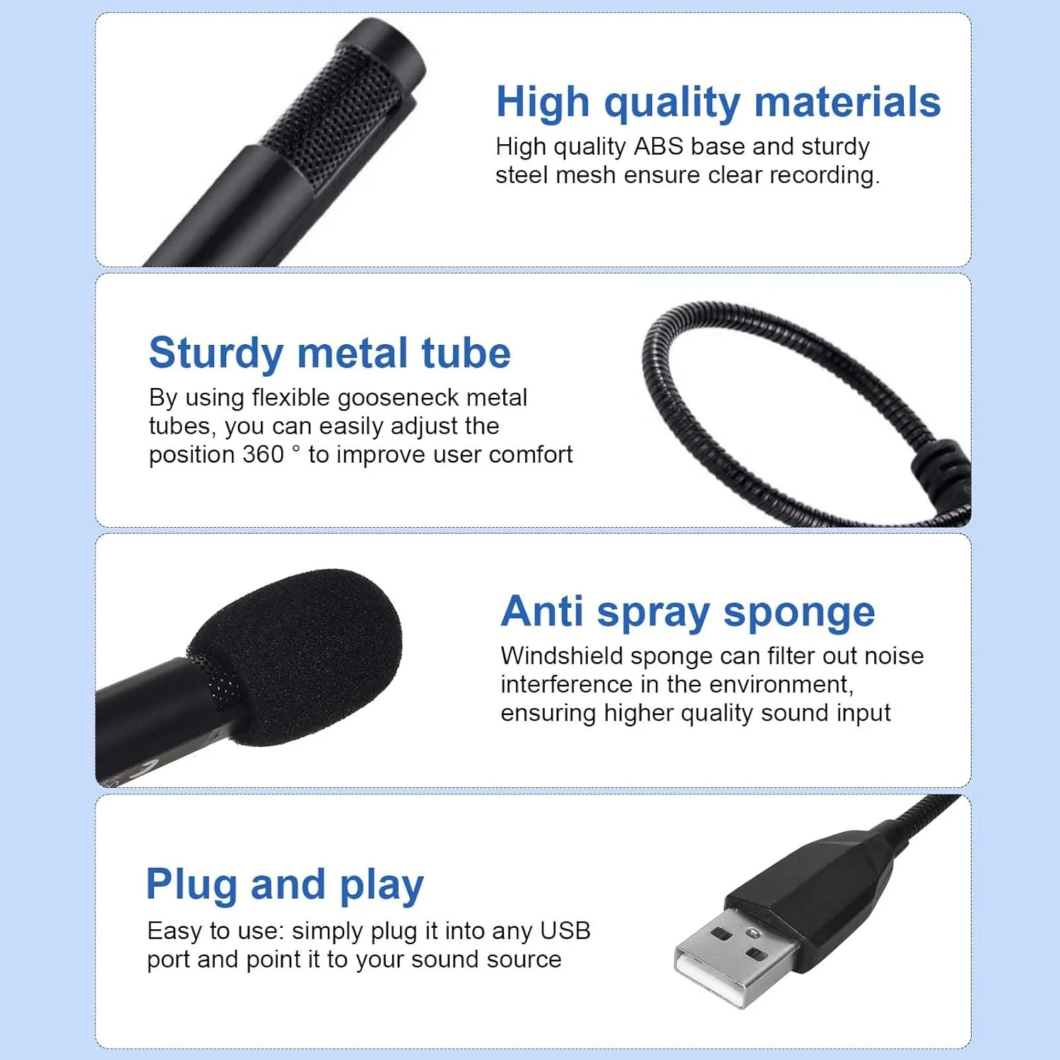میکروفون USB برای کامپیوتر و لپ تاپ، میکروفون کاندنسر همه جهته با گردن غازی انعطاف پذیر با قابلیت تنظیم 360 درجه برای لپ تاپ، چت آنلاین، بازی، یوتیوب، پادکست، اتصال آسان میکروفون USB برای کامپیوتر و لپ تاپ، میکروفون کاندنسر همه جهته با گردن غازی انعطاف پذیر با قابلیت تنظیم 360 درجه برای لپ تاپ، چت آنلاین، بازی، یوتیوب، پادکست، اتصال آسان