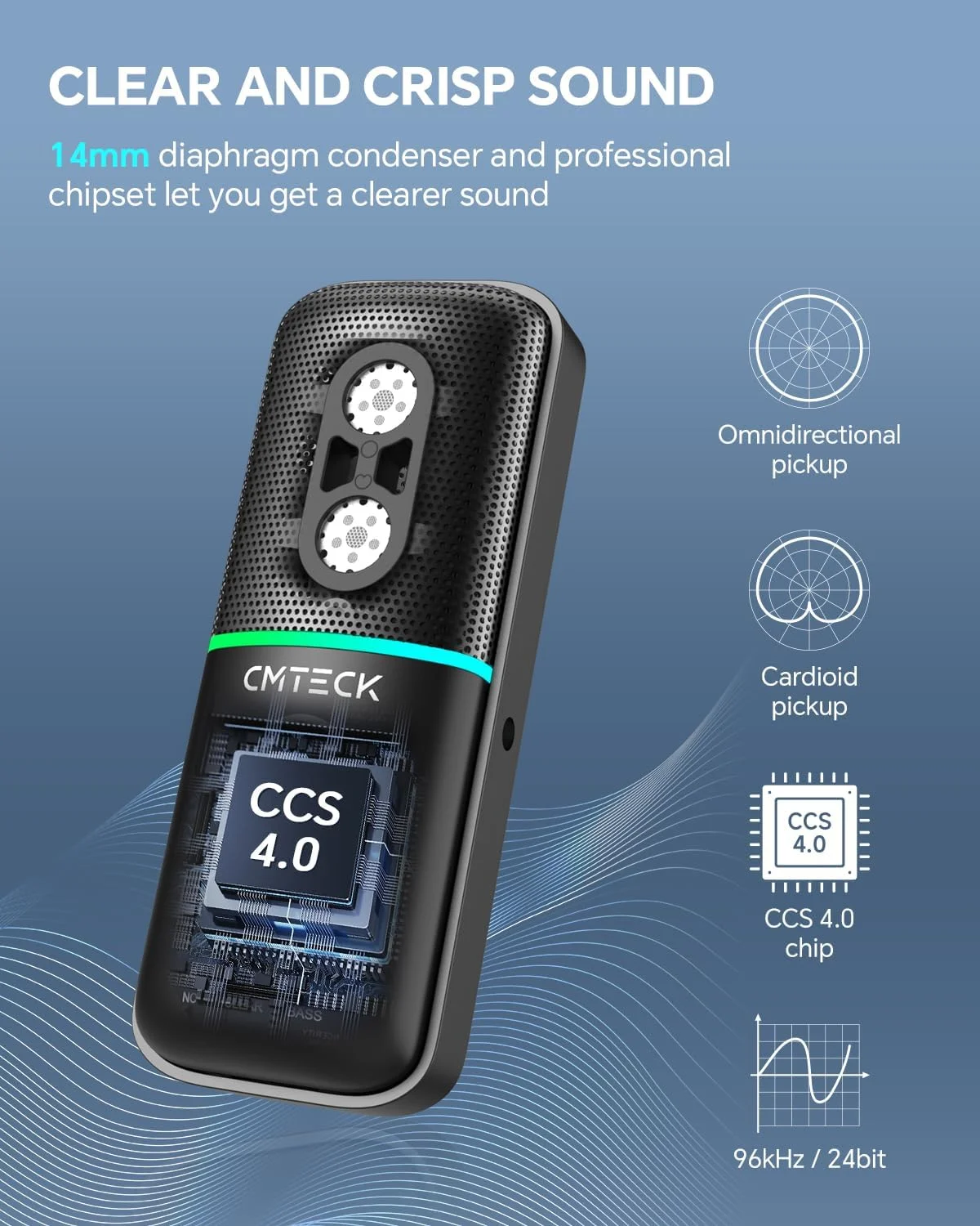 میکروفون گیمینگ USB CMTECK، میکروفون کاندنسر برای PC/لپ تاپ/PS4/PS5، نورهای RGB، دکمه قطع صدا، افزایش صدای میکروفون، پلاگین و پخش، سه حالت صدا، ایده آل برای ضبط و استریم میکروفون گیمینگ USB CMTECK، میکروفون کاندنسر برای PC/لپ تاپ/PS4/PS5، نورهای RGB، دکمه قطع صدا، افزایش صدای میکروفون، پلاگین و پخش، سه حالت صدا، ایده آل برای ضبط و استریم