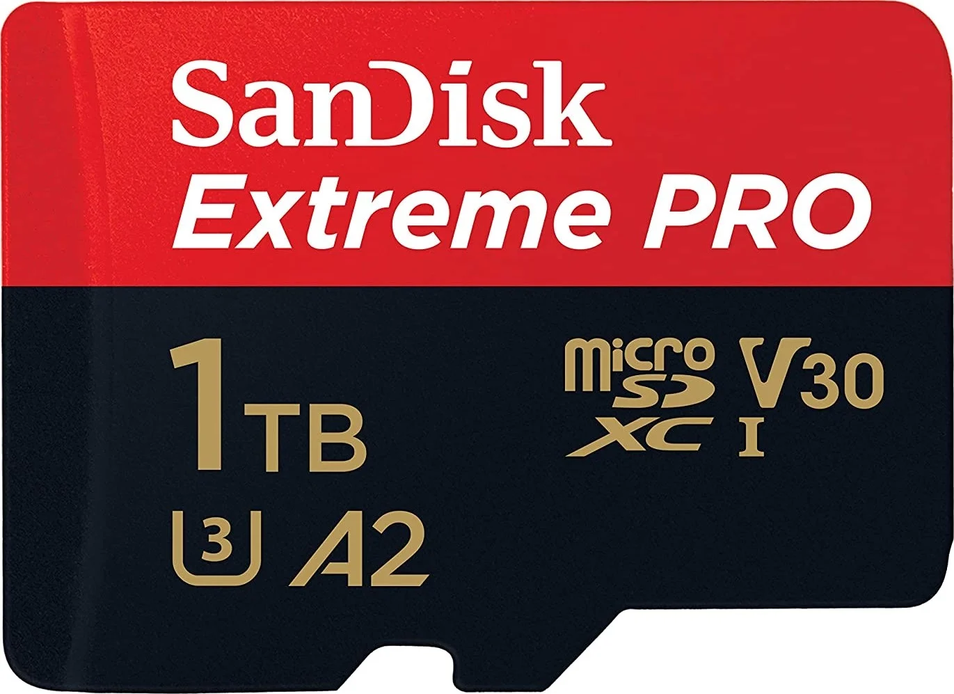 کارت حافظه SanDisk Extreme Pro microSD UHS-I با ظرفیت 1 ترابایت به همراه آداپتور، سرعت خواندن 170 مگابایت بر ثانیه و سرعت نوشتن 90 مگابایت بر ثانیه، Class 10, UHS Speed Class 3 (U3), A2, Video 30 (V30)، مناسب برای ویدیوهای 4K، قرمز/مشکی | SDSQXCZ-1T00-GN6MA