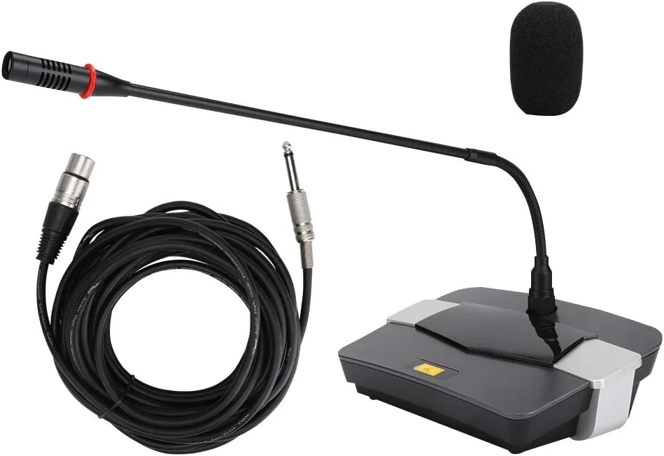 میکروفون ضبط صدا با سر متراکم کننده و گردن غازی، تک نقطه ای با پایه برای دفتر کار خانگی، کلاس درس و کنفرانس میکروفون ضبط صدا با سر متراکم کننده و گردن غازی، تک نقطه ای با پایه برای دفتر کار خانگی، کلاس درس و کنفرانس