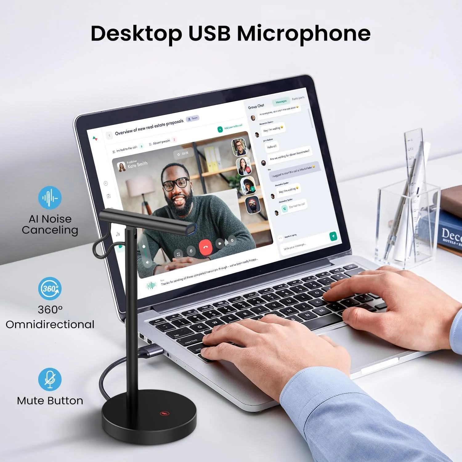 میکروفون کنفرانس LM2401، حذف نویز با هوش مصنوعی، دریافت صدای 360 درجه، نشانگرهای وضعیت LED، برد 6 متر میکروفون کنفرانس LM2401، حذف نویز با هوش مصنوعی، دریافت صدای 360 درجه، نشانگرهای وضعیت LED، برد 6 متر