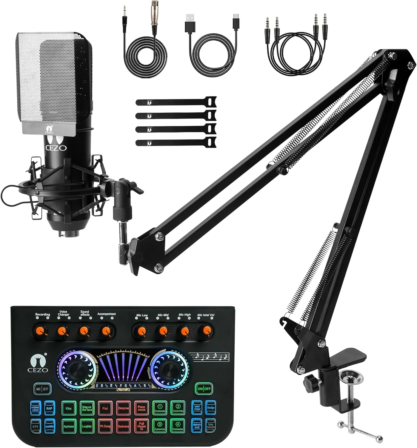 میکروفون کاندنسر حرفه ای CEZO با کارت صدای X3 | مجموعه میکروفون کاندنسر با محافظ پاپ فشرده میکروفون | کارت صدای زنده | پایه بازویی بوم | لرزه گیر برای ضبط پادکست و پخش زنده میکروفون کاندنسر حرفه ای CEZO با کارت صدای X3 | مجموعه میکروفون کاندنسر با محافظ پاپ فشرده میکروفون | کارت صدای زنده | پایه بازویی بوم | لرزه گیر برای ضبط پادکست و پخش زنده