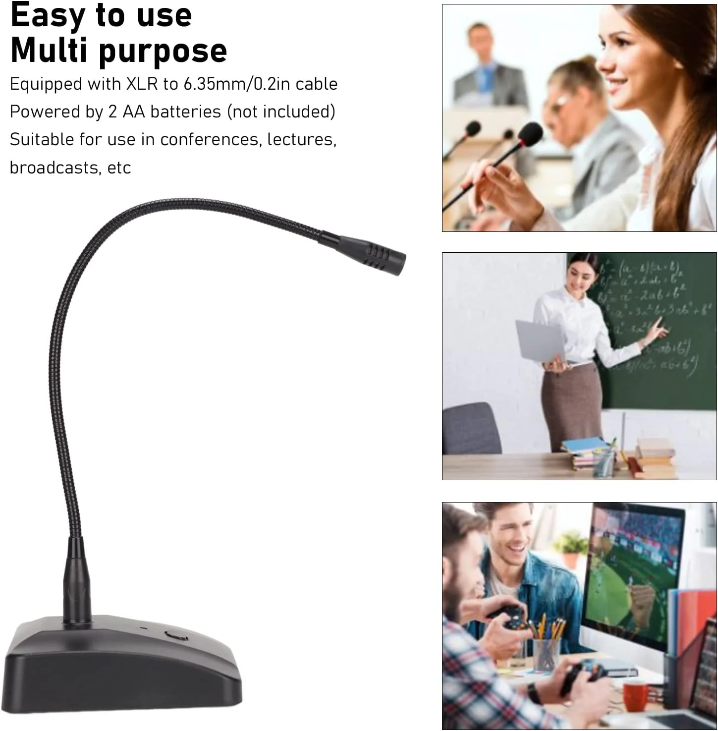 میکروفون سیمی گردن غازی، میکروفون تجاری سیمی با قابلیت تنظیم 360 درجه و حذف نویز به همراه کابل XLR به 6.35 میلیمتری برای کنفرانس/سخنرانی آنلاین/ضبط صدا و غیره میکروفون سیمی گردن غازی، میکروفون تجاری سیمی با قابلیت تنظیم 360 درجه و حذف نویز به همراه کابل XLR به 6.35 میلیمتری برای کنفرانس/سخنرانی آنلاین/ضبط صدا و غیره