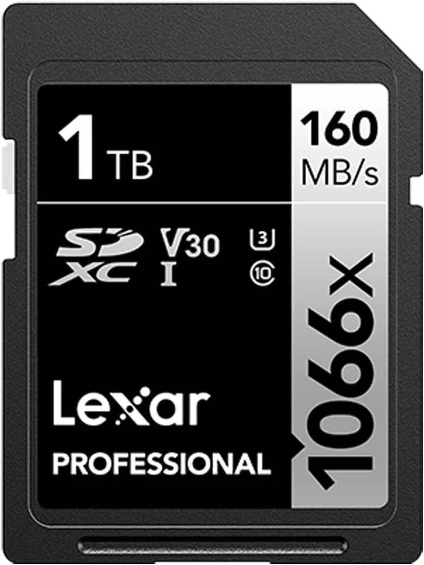 کارت حافظه 1 ترابایتی Lexar Professional 1066x SDXC، UHS-I، C10، U3، V30، ویدئو Full-HD و 4K، سرعت خواندن تا 160 مگابایت بر ثانیه، برای دوربین های DSLR و بدون آینه | LSD1066001T-BNNNU