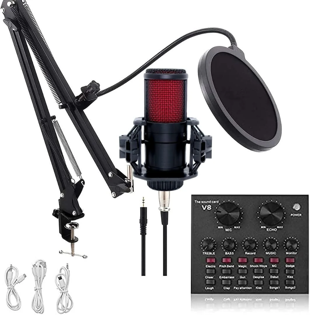 میکروفون کاندنسر حرفه ای CEZO V500 به همراه کارت صدای V8، بازوی بوم و پایه میکروفون | کیت میکروفون برای استودیو ضبط صدا، دوبله صدا و آواز خواندن (XLR) میکروفون کاندنسر حرفه ای CEZO V500 به همراه کارت صدای V8، بازوی بوم و پایه میکروفون | کیت میکروفون برای استودیو ضبط صدا، دوبله صدا و آواز خواندن (XLR)