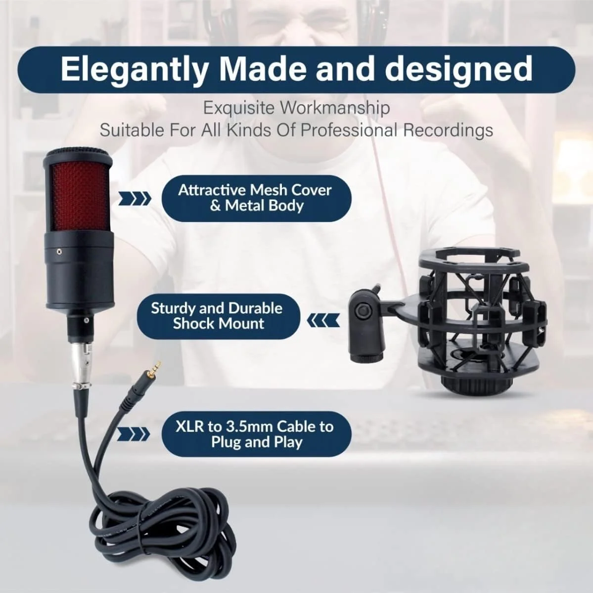 میکروفون کاندنسر حرفه ای CEZO V500 به همراه کارت صدای V8، بازوی بوم و پایه میکروفون | کیت میکروفون برای استودیو ضبط صدا، دوبله صدا و آواز خواندن (XLR) میکروفون کاندنسر حرفه ای CEZO V500 به همراه کارت صدای V8، بازوی بوم و پایه میکروفون | کیت میکروفون برای استودیو ضبط صدا، دوبله صدا و آواز خواندن (XLR)