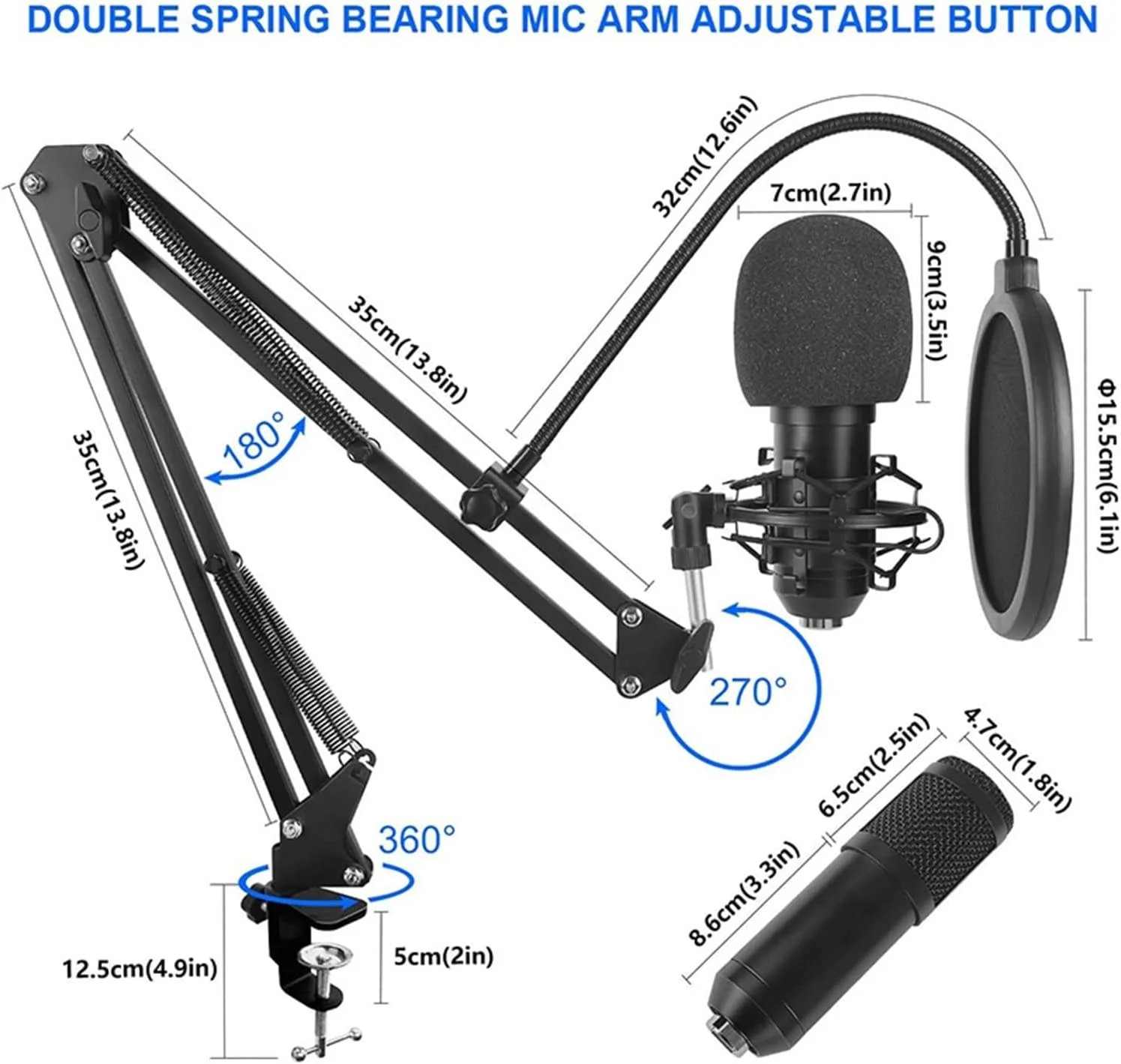 کیت کارت صدا میکروفون با کارت صدای زنده، بازوی قیچی تعلیق، لرزه گیر و پاپ فیلتر برای استودیوی ضبط، مناسب برای ضبط موسیقی، طلایی-1 کیت کارت صدا میکروفون با کارت صدای زنده، بازوی قیچی تعلیق، لرزه گیر و پاپ فیلتر برای استودیوی ضبط، مناسب برای ضبط موسیقی، طلایی-1