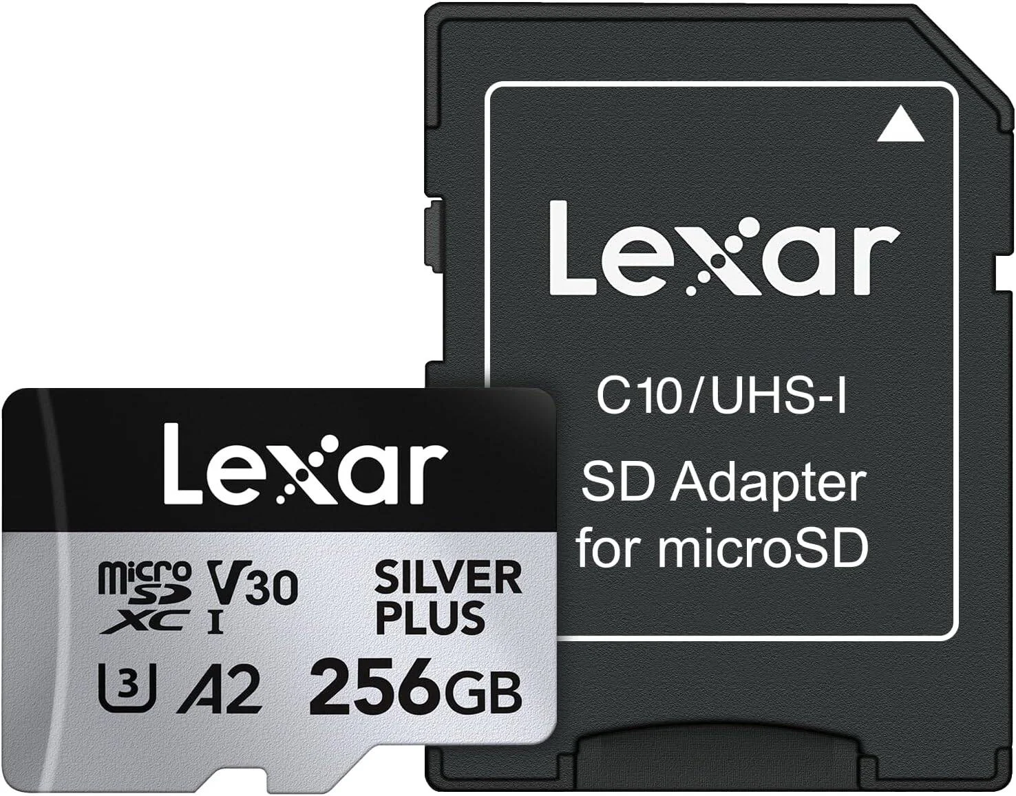 کارت حافظه میکرو اس دی Lexar 256GB Professional Silver Plus به همراه آداپتور SD، UHS I، C10، U3، V30، فیلمبرداری Full HD و 4K، سرعت خواندن/نوشتن تا 205/150 مگابایت بر ثانیه، برای فیلمبرداران و گیمرها (LMSSIPL256G BNANU)