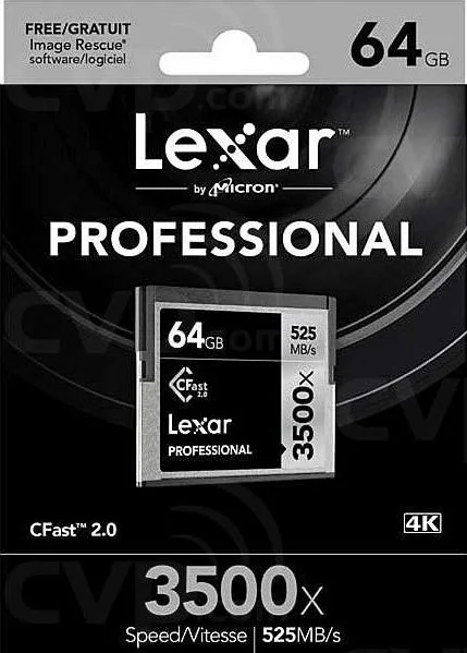 کارت حافظه Lexar 3500x CFast 2.0 با سرعت 525 مگابایت بر ثانیه، 64 گیگابایت | LC64GCRBEU3500