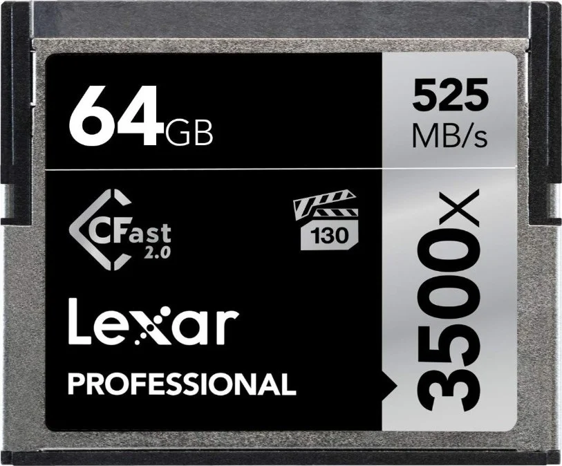 کارت حافظه Lexar 3500x CFast 2.0 با سرعت 525 مگابایت بر ثانیه، 64 گیگابایت | LC64GCRBEU3500