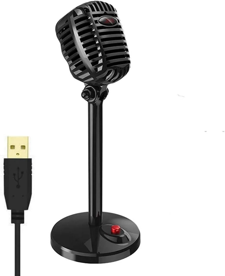 میکروفون سیم دار استودیویی HD با قابلیت حذف نویز، کندانسور رومیزی USB 3.5 میلی متری برای کامپیوتر، میکروفون حرفه ای رترو وکال میکروفون سیم دار استودیویی HD با قابلیت حذف نویز، کندانسور رومیزی USB 3.5 میلی متری برای کامپیوتر، میکروفون حرفه ای رترو وکال