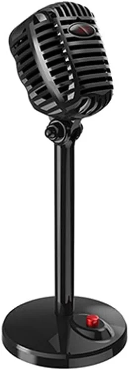 میکروفون سیم دار استودیویی HD با قابلیت حذف نویز، کندانسور رومیزی USB 3.5 میلی متری برای کامپیوتر، میکروفون حرفه ای رترو وکال