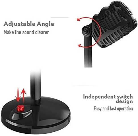 میکروفون سیم دار استودیویی HD با قابلیت حذف نویز، کندانسور رومیزی USB 3.5 میلی متری برای کامپیوتر، میکروفون حرفه ای رترو وکال