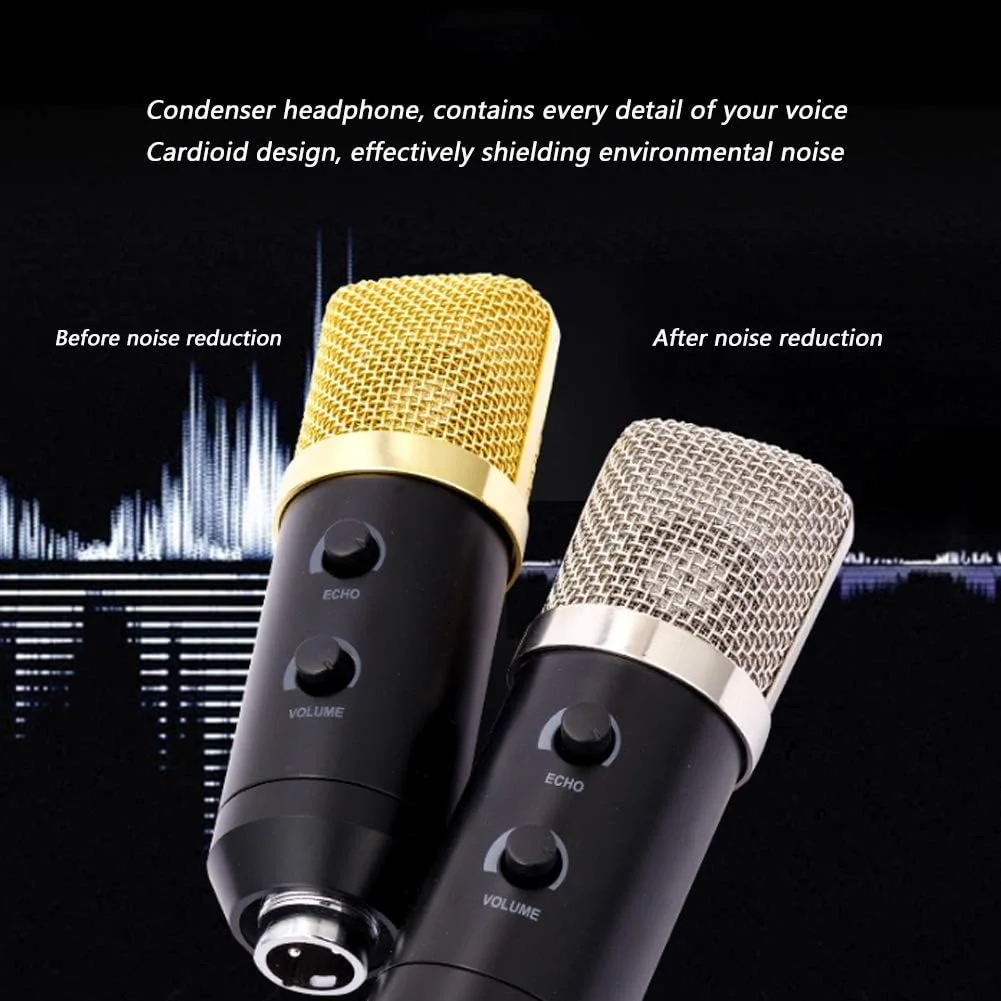 میکروفون خازنی USB برای کامپیوتر، مناسب برای آواز خواندن و ضبط صدا به همراه پایه میکروفون - نقره ای میکروفون خازنی USB برای کامپیوتر، مناسب برای آواز خواندن و ضبط صدا به همراه پایه میکروفون - نقره ای