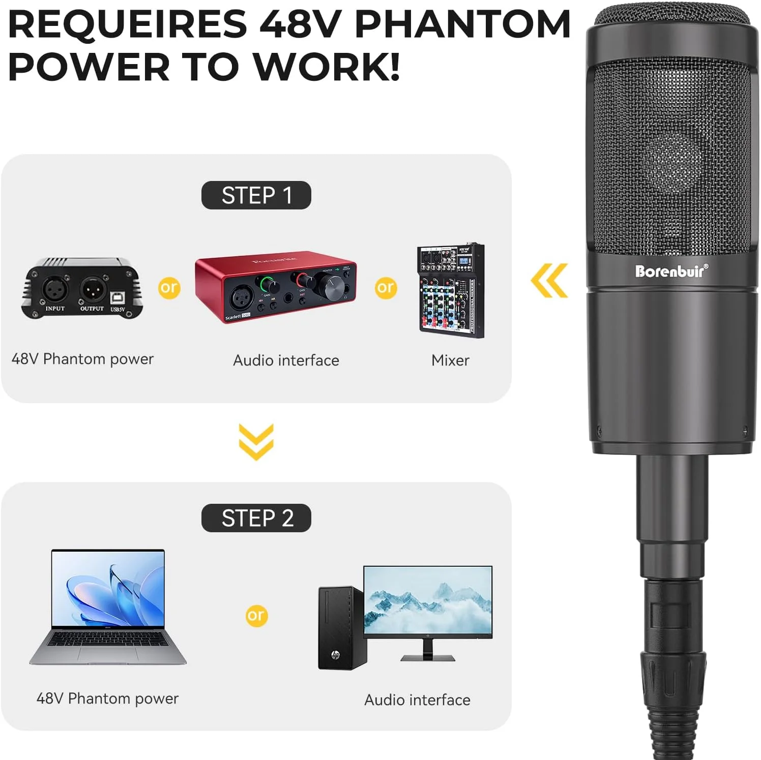 میکروفون کاندنسر کاردیوئید XLR، میکروفون استودیویی با لرزه‌گیر و کابل میکروفون XLR برای پادکست، موسیقی و صداگذاری، ایده‌آل برای پروژه‌های استودیویی/خانگی