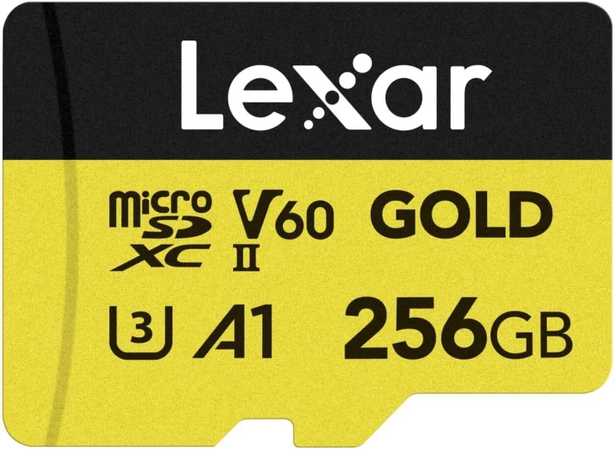 کارت حافظه میکرو اس دی Lexar Gold با ظرفیت 256 گیگابایت، کارت حافظه microSDXC UHS-II، V60، U3، A1، C10، سرعت خواندن تا 280 مگابایت بر ثانیه، مناسب برای پهپاد/دوربین ورزشی/دستگاه بازی UHS-II (LMSGOLD256G-BNNG)