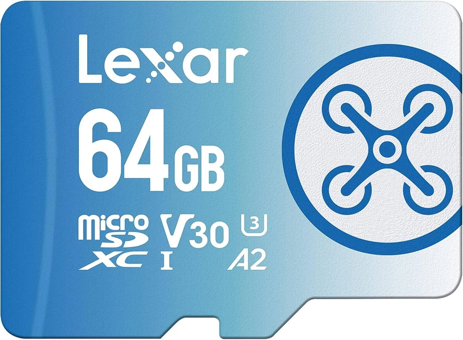 کارت حافظه میکرو اس دی 64 گیگابایتی Lexar Fly، کارت حافظه فلش microSDXC UHS-I، سرعت خواندن تا 160 مگابایت بر ثانیه، U3، Class 10، V30، A2، کارت TF پرسرعت برای پهپاد DJI و دوربین اکشن | LMSFLYX064G-BNNAA