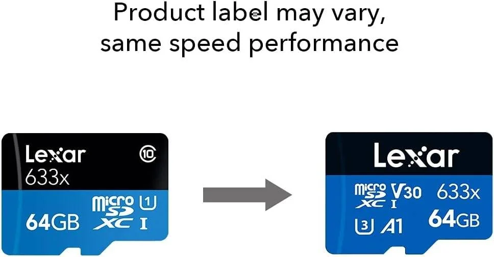 کارت حافظه میکرو اس دی Lexar High-Performance 633x با ظرفیت 64 گیگابایت به همراه آداپتور SD، کلاس 10، U3، V30، A1، مناسب برای ویدیوهای Full-HD و 4K، سرعت خواندن تا 100 مگابایت بر ثانیه، برای تلفن های هوشمند، تبلت ها و دوربین های اکشن | LSDMI64GBBNL633A کارت حافظه میکرو اس دی Lexar High-Performance 633x با ظرفیت 64 گیگابایت به همراه آداپتور SD، کلاس 10، U3، V30، A1، مناسب برای ویدیوهای Full-HD و 4K، سرعت خواندن تا 100 مگابایت بر ثانیه، برای تلفن های هوشمند، تبلت ها و دوربین های اکشن | LSDMI64GBBNL633A