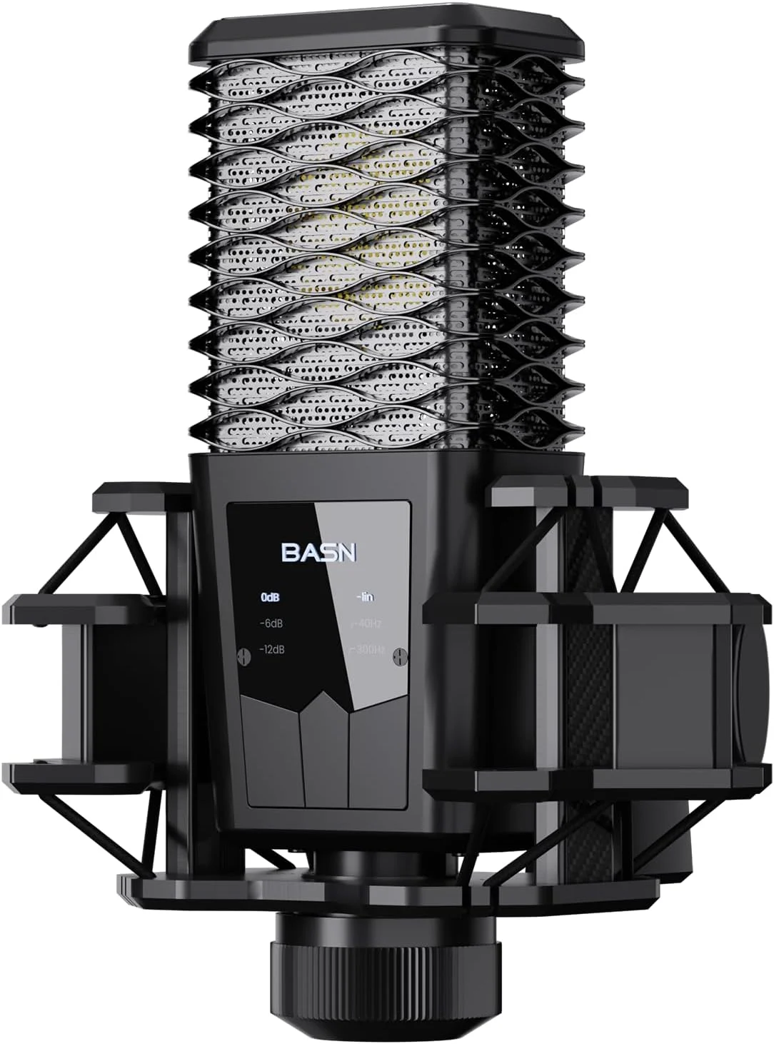 میکروفون استودیویی کاردیوئید کاندنسر XLR مدل BASN BMS2، صدای حرفه ای برای ضبط، پادکست، آواز، استریم و بازی (مشکی)