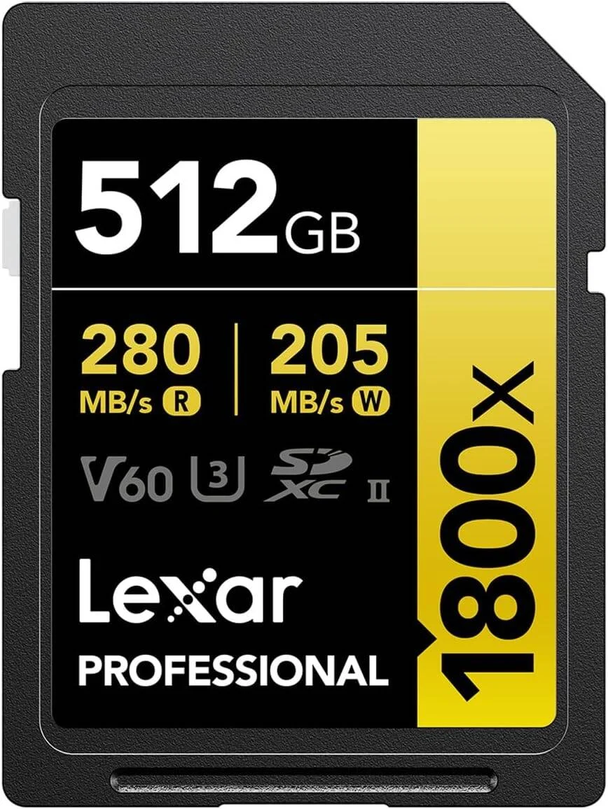 کارت حافظه لکسار Professional 512GB 1800X SDXC UHS-II، سرعت خواندن تا 270MB/S و نوشتن 180MB/S، کلاس C10 V60 U3 | LSD1800512G-BNNNG