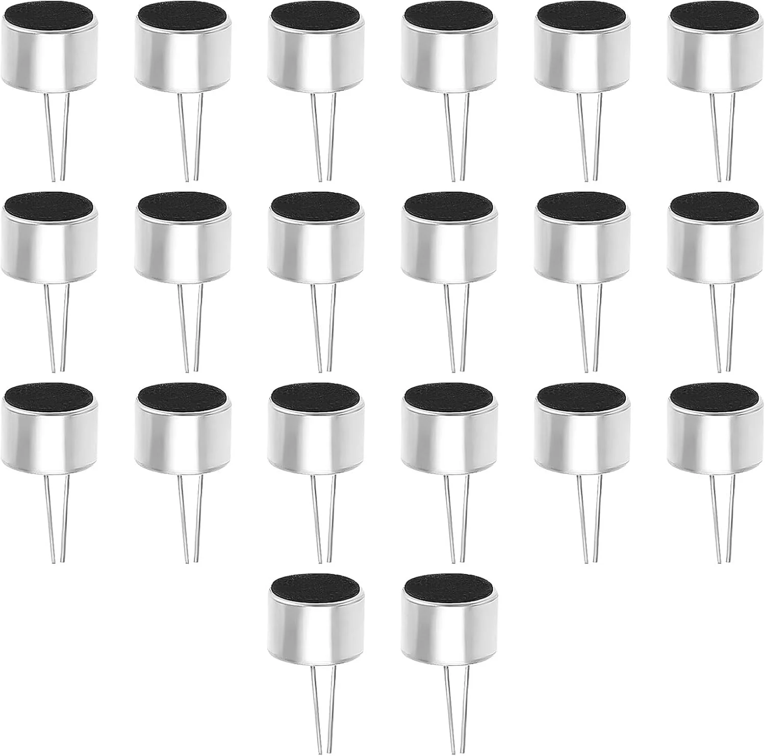 بسته 20 عددی کپسول خازنی الکترت میکروفون 2 پین با کابل، کنترل نور صدا، میکروفون کندانسور با منبع تغذیه برای گوشی های موبایل MP3 MP4