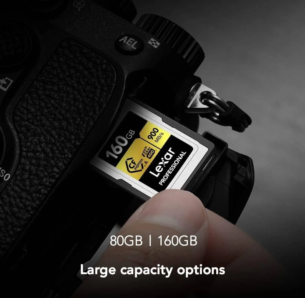 کارت حافظه Lexar Professional سری Gold با ظرفیت 80 گیگابایت، سرعت خواندن تا 900 مگابایت بر ثانیه، مناسب برای ویدیوهای 8K با کیفیت سینمایی، دارای رتبه VPG 400 | LCAGOLD080G-RNENG
