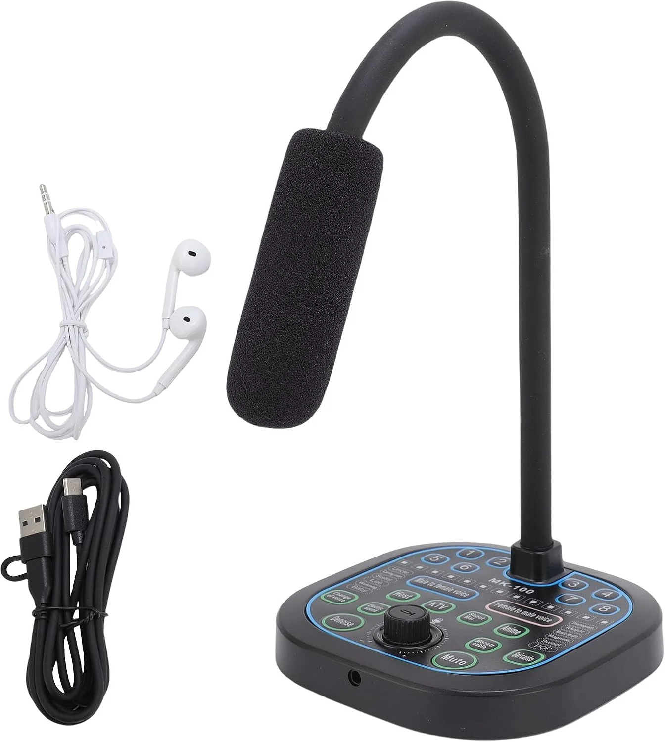 پکیج تجهیزات پادکست ASHATA، میکروفون تغییر صدا با 16 افکت صوتی، کیت تجهیزات استودیویی با تغییر صدا، تغییر دهنده صدا با کارت صدای زنده، میکروفون کاندنسر برای