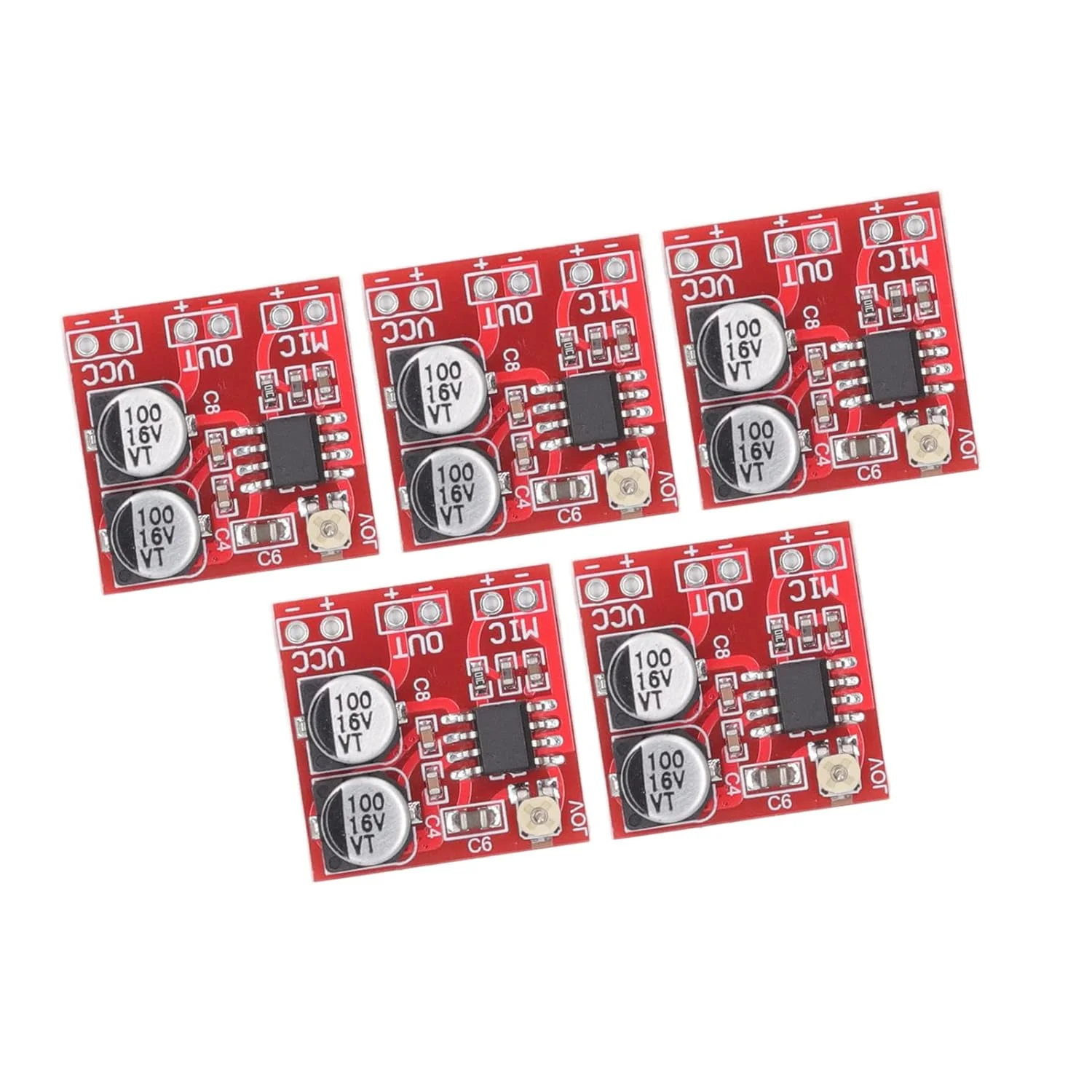 ماژول تقویت کننده میکروفون با بهره قابل تنظیم ASHATA مدل LM386 برای میکروفون الکترت، 5 عدد ماژول تقویت کننده ABS