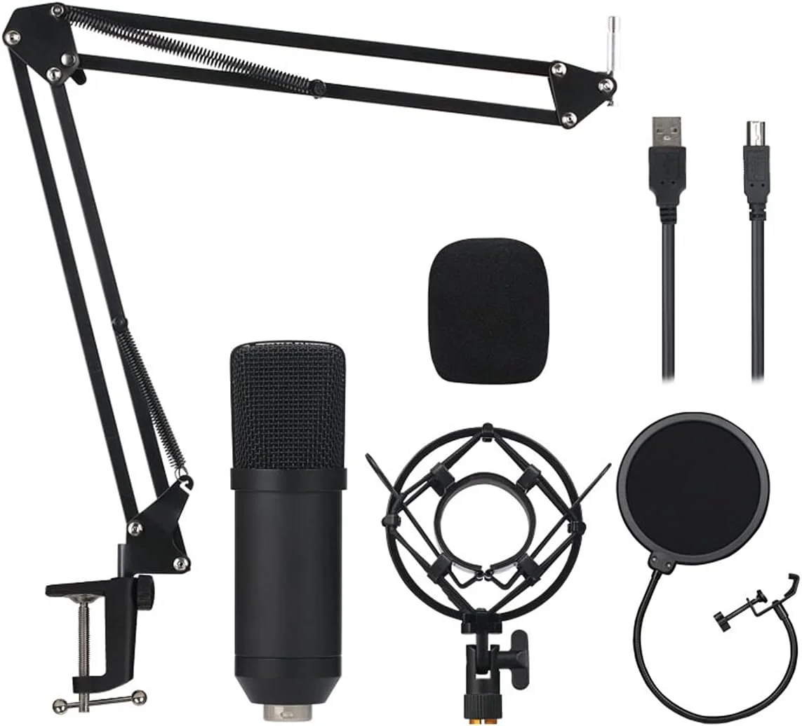 کیت میکروفون USB کاندنسر حرفه ای Arabest BM800 192KHz/24Bit برای لپ تاپ و کامپیوتر به همراه پایه