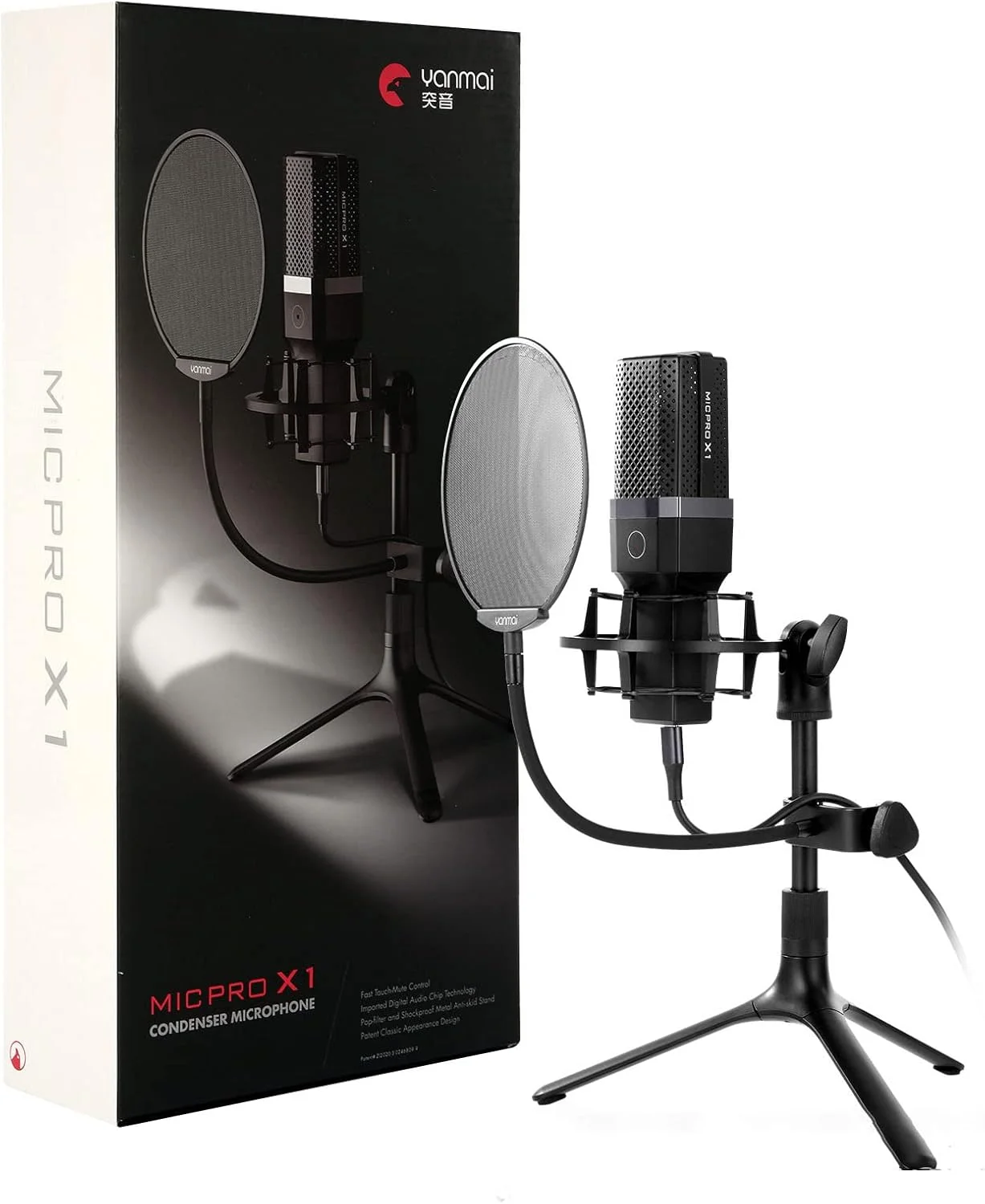 بازوی میکروفون MicPro X1، پایه میکروفون ارتقا یافته، پایه میکروفون رومیزی ارتقا یافته، پایه میکروفون قابل تنظیم با آداپتور پیچ فلزی 5/8 اینچ به 3/8 اینچ (مشکی) X1