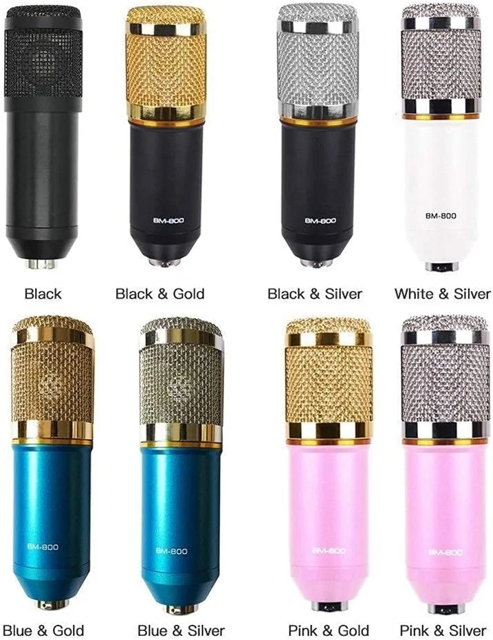 میکروفون کاندنسر ARAST BM-800 به همراه کارت صدای USB و پایه نگهدارنده مناسب برای پخش، آواز و LEOWE میکروفون کاندنسر ARAST BM-800 به همراه کارت صدای USB و پایه نگهدارنده مناسب برای پخش، آواز و LEOWE