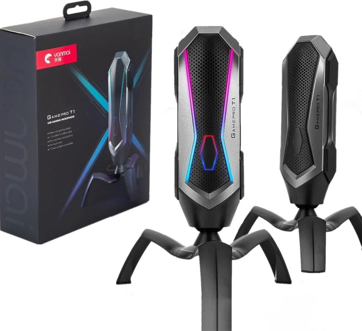 میکروفون کاندنسر دستی USB، میکروفون کامپیوتر برای استریم، میکروفون زنده کلاس آنلاین، برای یوتیوب، تیک تاک، اینستاگرام مک/PS4/PS5، با کنترل RGB، جک هدفون، فیلتر پاپ (چند جهته) T1 میکروفون کاندنسر دستی USB، میکروفون کامپیوتر برای استریم، میکروفون زنده کلاس آنلاین، برای یوتیوب، تیک تاک، اینستاگرام مک/PS4/PS5، با کنترل RGB، جک هدفون، فیلتر پاپ (چند جهته) T1