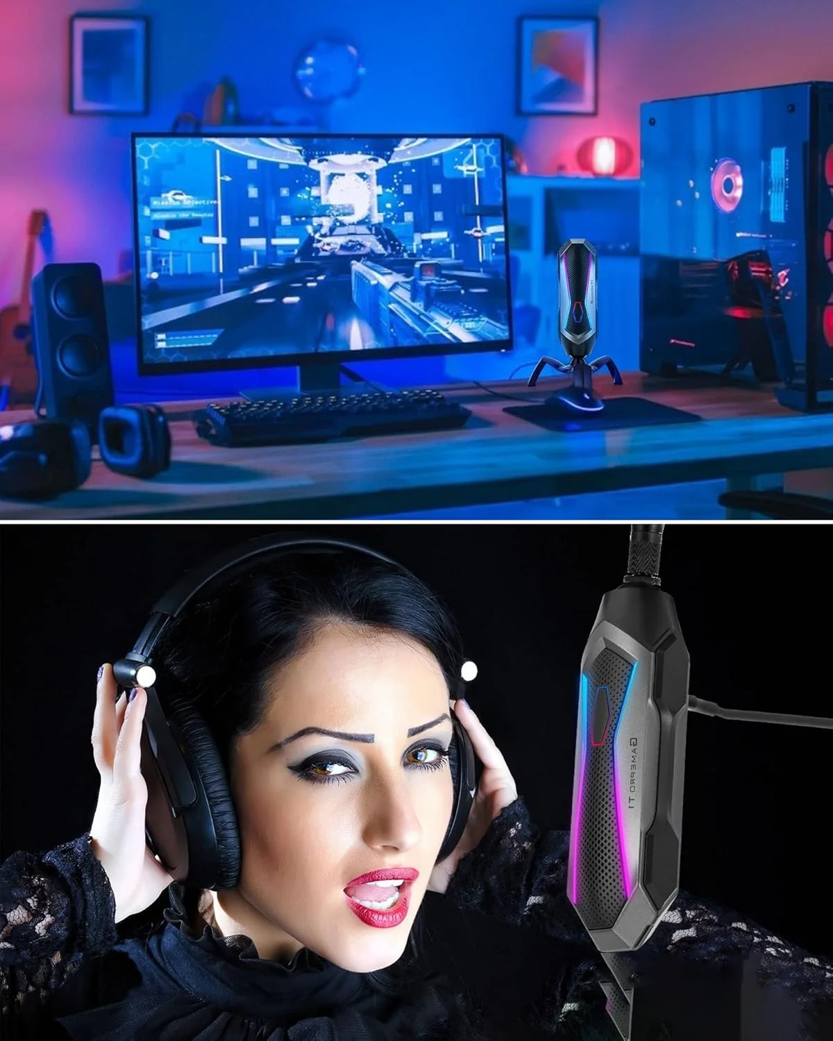 میکروفون کاندنسر دستی USB، میکروفون کامپیوتر برای استریم، میکروفون زنده کلاس آنلاین، برای یوتیوب، تیک تاک، اینستاگرام مک/PS4/PS5، با کنترل RGB، جک هدفون، فیلتر پاپ (چند جهته) T1 میکروفون کاندنسر دستی USB، میکروفون کامپیوتر برای استریم، میکروفون زنده کلاس آنلاین، برای یوتیوب، تیک تاک، اینستاگرام مک/PS4/PS5، با کنترل RGB، جک هدفون، فیلتر پاپ (چند جهته) T1