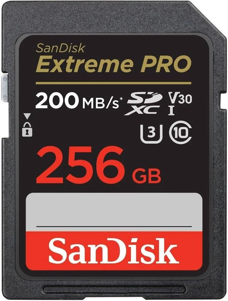 کارت حافظه SanDisk Extreme PRO UHS-I SDXC با ظرفیت 256 گیگابایت، حداکثر سرعت خواندن 200 مگابایت بر ثانیه، حداکثر سرعت نوشتن 140 مگابایت بر ثانیه، UHS-I، V30، U3، کلاس 10، ضبط ویدئوهای FHD، 3D و 4K | SDSDXXD-256G-GN4IN