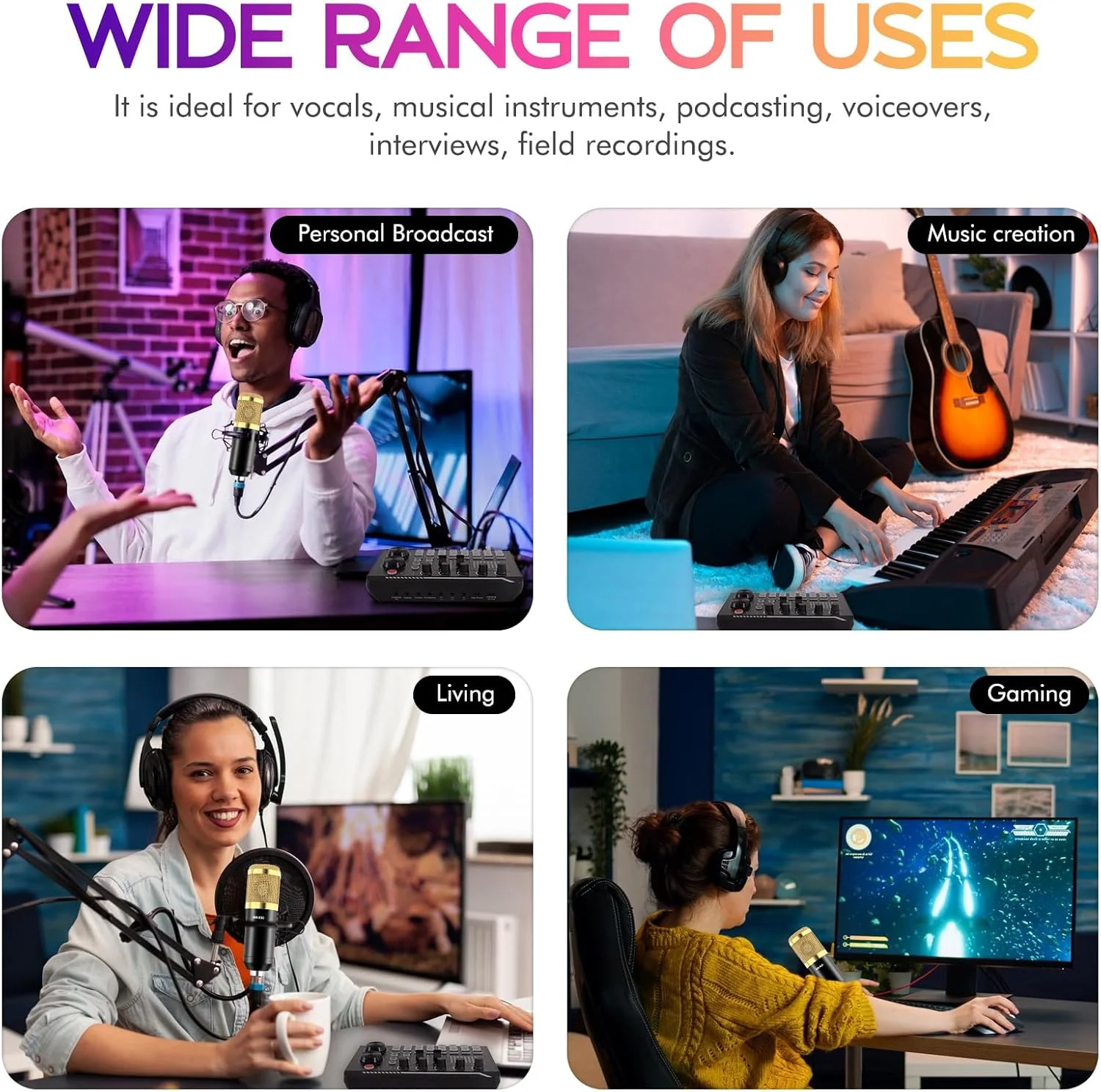 مجموعه تجهیزات پادکست ALSO GO، میکروفون کندانسور BM800 و کارت صدای زنده به همراه پایه سه پایه، افکت های میکسر DJ و تغییر صدا مناسب برای استودیوهای ضبط، پخش زنده و بازی مجموعه تجهیزات پادکست ALSO GO، میکروفون کندانسور BM800 و کارت صدای زنده به همراه پایه سه پایه، افکت های میکسر DJ و تغییر صدا مناسب برای استودیوهای ضبط، پخش زنده و بازی