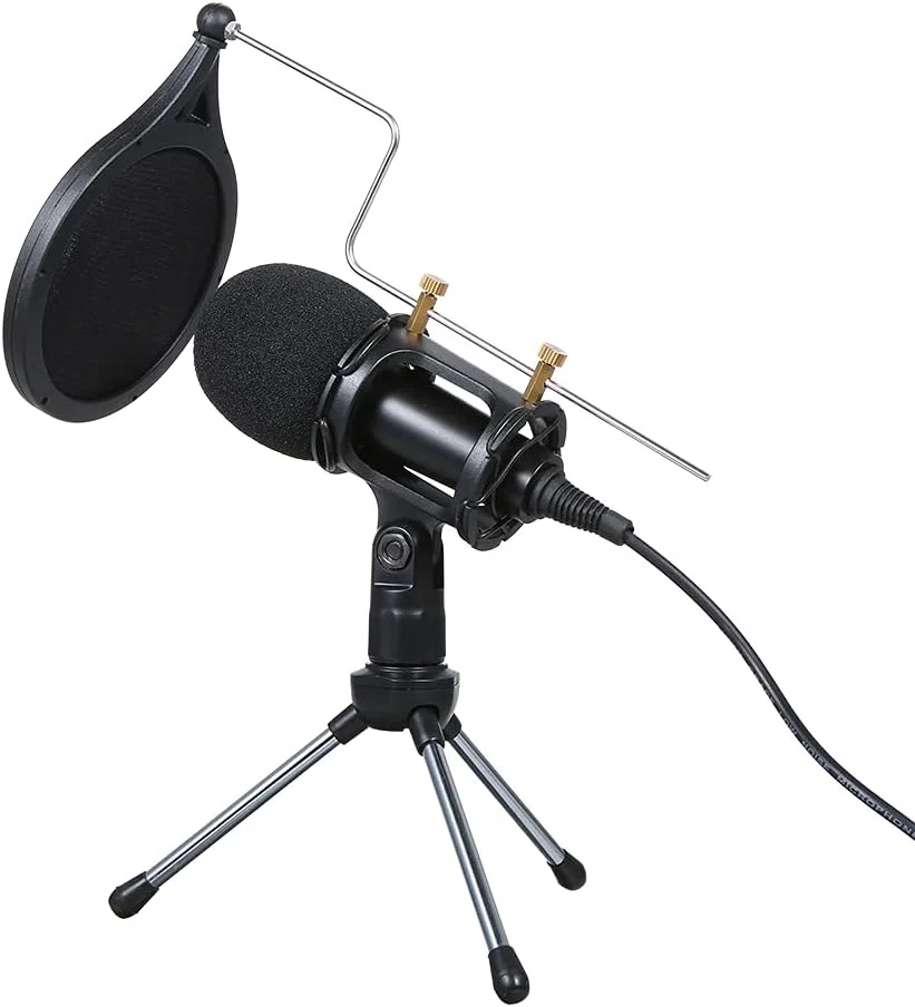 میکروفون کاندنسر سیمی o 3.5mm استودیویی میکروفون وکال KTV کارائوکه با پایه برای کامپیوتر و تلفن میکروفون کاندنسر سیمی o 3.5mm استودیویی میکروفون وکال KTV کارائوکه با پایه برای کامپیوتر و تلفن