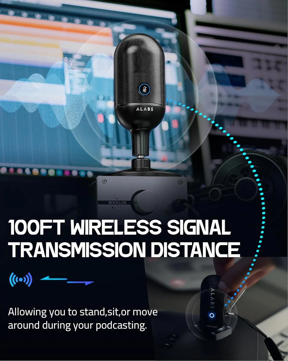 میکروفون کاندنسر کاردیوئید بیسیم USB ALABS برای پادکست، بازی و دفتر کار خانگی، فاصله انتقال سیگنال 30 متری، میکروفون استریمینگ با نشانگر بیصدا کردن سریع LED و حذف نویز برای PC و Mac میکروفون کاندنسر کاردیوئید بیسیم USB ALABS برای پادکست، بازی و دفتر کار خانگی، فاصله انتقال سیگنال 30 متری، میکروفون استریمینگ با نشانگر بیصدا کردن سریع LED و حذف نویز برای PC و Mac