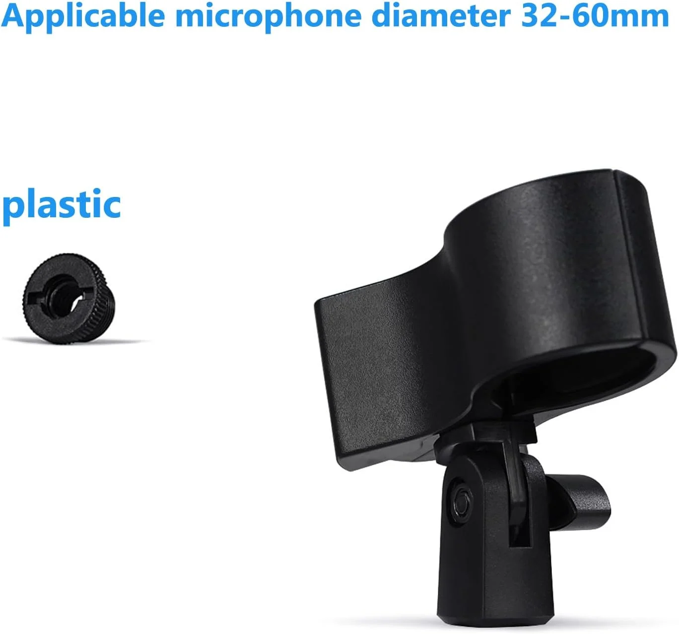 نگهدارنده میکروفون قابل تنظیم برای میکروفون هایی با قطر خارجی بین 32 تا 60 میلی متر به همراه آداپتور پیچ مادگی 3/8 اینچ به نری 5/8 اینچ (مشکی)