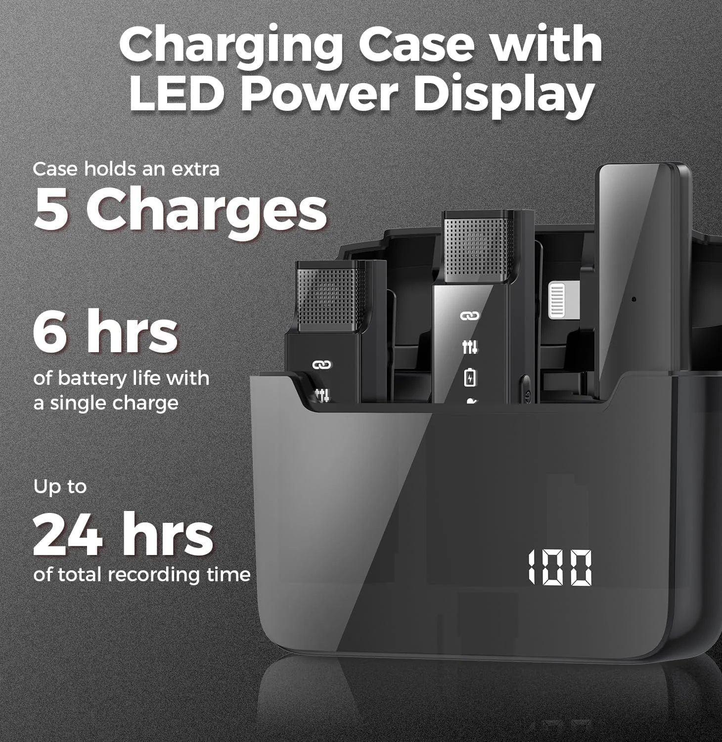 میکروفون یقهای بیسیم برای آیفون و آیپد با حذف نویز فعال، بستهی 2 عددی میکروفون مینی پلاگین با جعبه شارژ 30 ساعته (مشکی) میکروفون یقهای بیسیم برای آیفون و آیپد با حذف نویز فعال، بستهی 2 عددی میکروفون مینی پلاگین با جعبه شارژ 30 ساعته (مشکی)