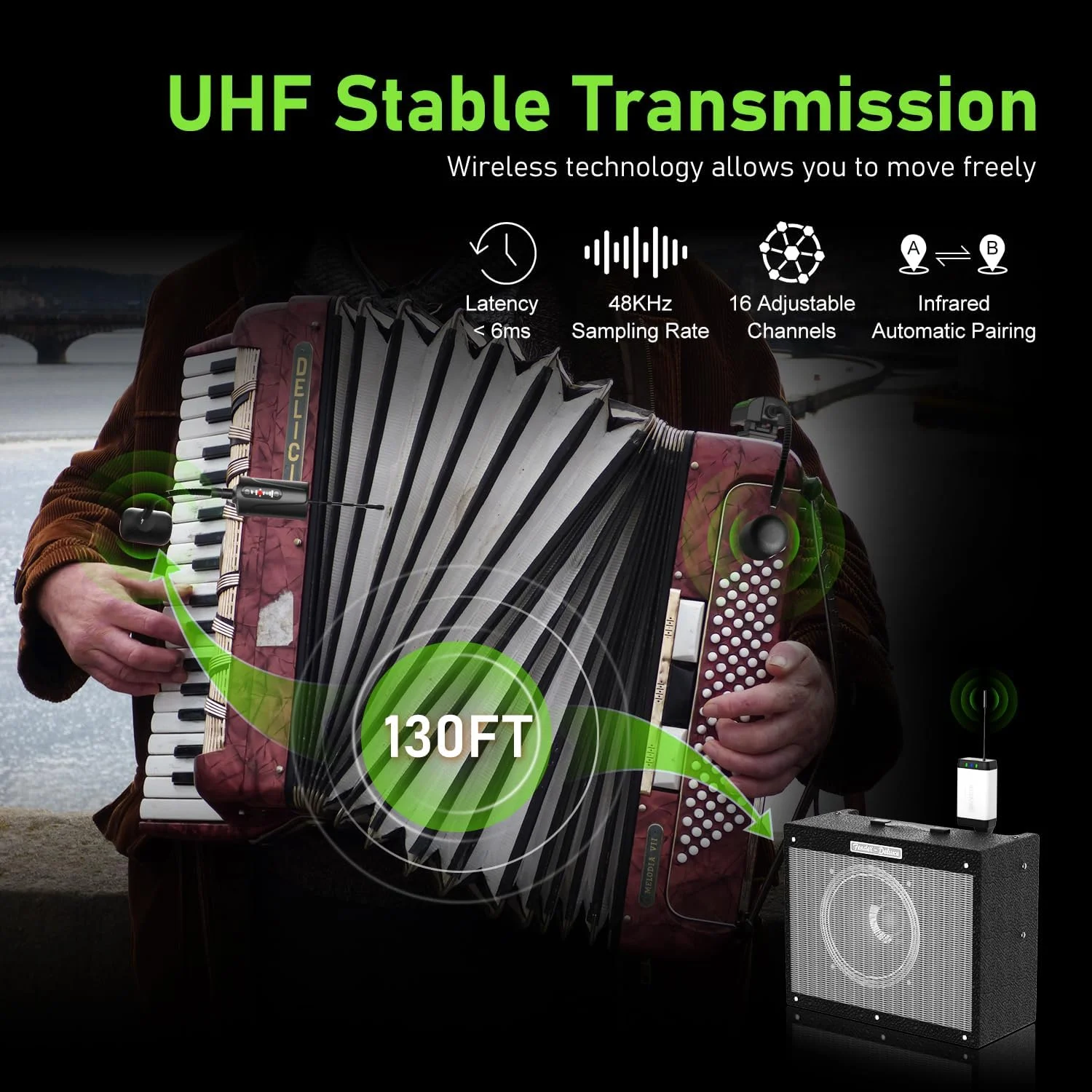 میکروفون بی سیم آکاردئون دوگانه UHF، میکروفون گیرنده ساز گردن غازی با 2 فرستنده و 1 گیرنده برای آکاردئون، سیستم های PA، میکسر صدا، بلندگوها، Q2/at-5 میکروفون بی سیم آکاردئون دوگانه UHF، میکروفون گیرنده ساز گردن غازی با 2 فرستنده و 1 گیرنده برای آکاردئون، سیستم های PA، میکسر صدا، بلندگوها، Q2/at-5