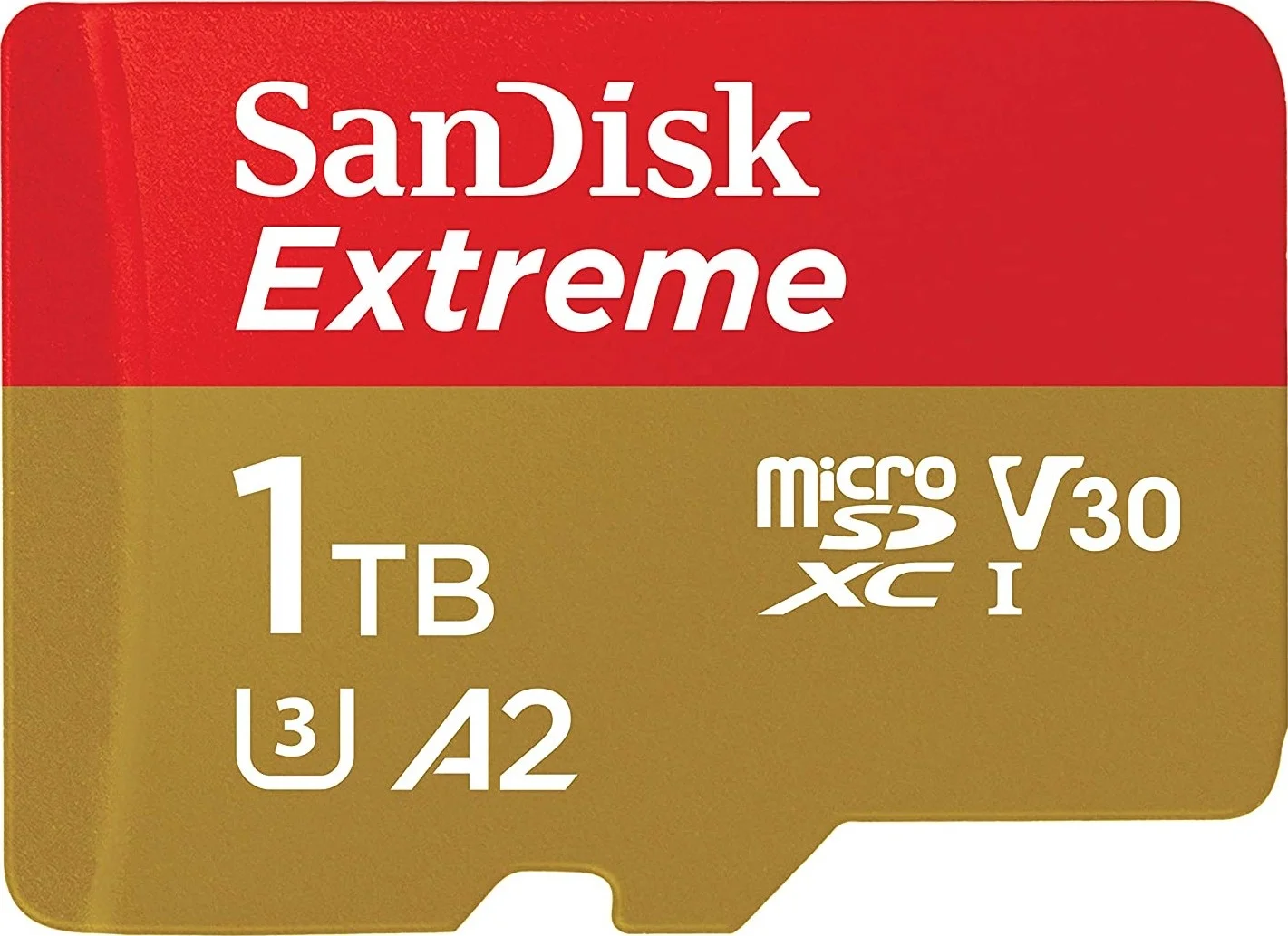 کارت حافظه MicroSDXC UHS-I اکستریم SanDisk - 1 ترابایت - قرمز و طلایی